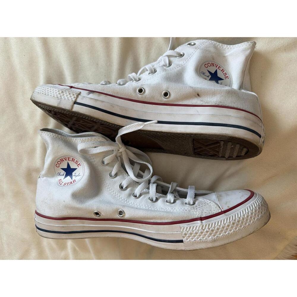 White Converse Hi-tops Men Size 11, Wom Size 13 - Picture 3 of 6